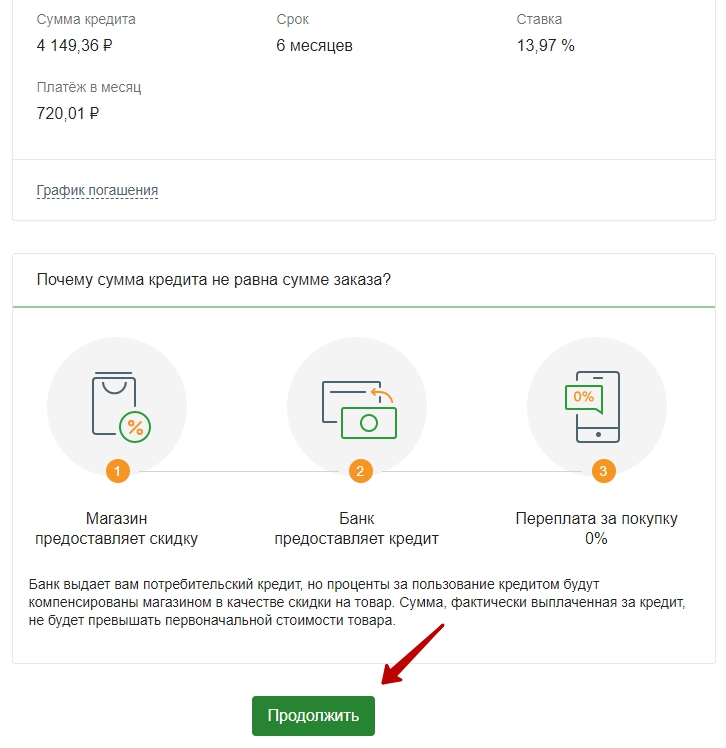 Оформление рассрочки в сервисе Покупай от Cбербанка - шаг 7